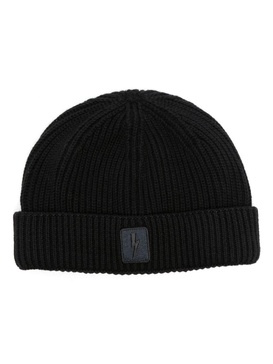 logo-embroidered ribbed knit beanie