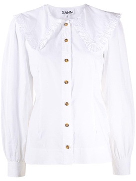 oversized-collar buttoned blouse