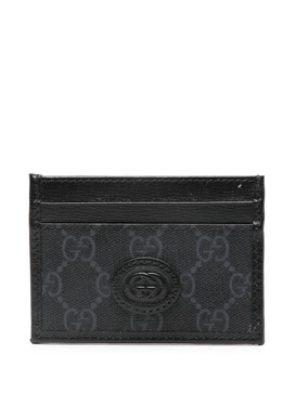 Black Interlocking G Canvas Card Holder