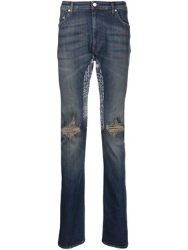 bandana-print straight-leg jeans