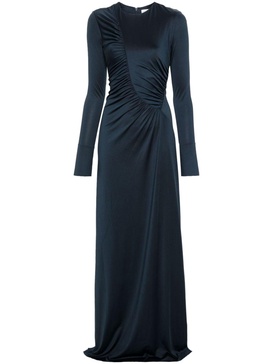 gathered long-sleeve gown