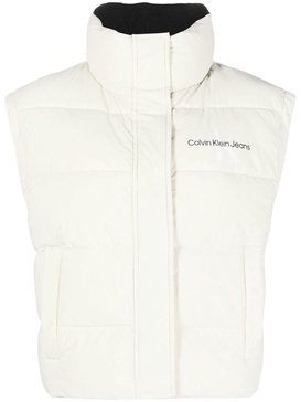 logo-print cropped padded gilet