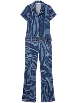 blue Marmo-print denim jumpsuit