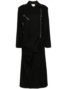 Gangsta draped wool biker coat