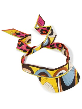 abstract-print silk visor hat