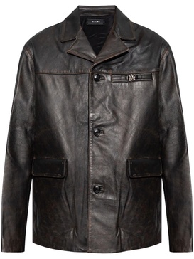 single-breasted leather jacket