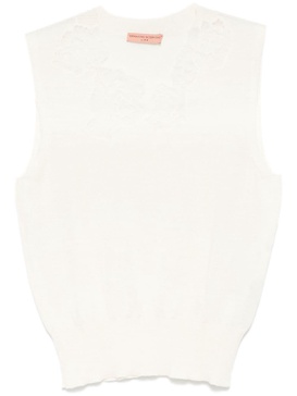 corded lace-panel vest