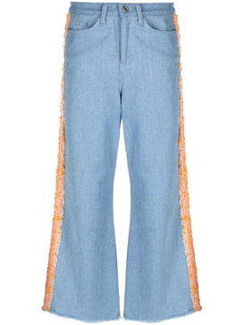 looped-detail wide-leg jeans