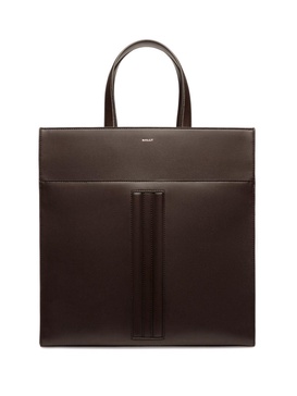 logo-print leather tote bag