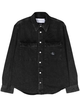 logo-patch denim shirt