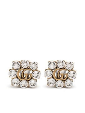 gold tone GG crystal earrings