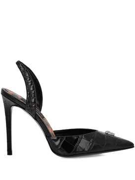 crocodile effect slingback pumps