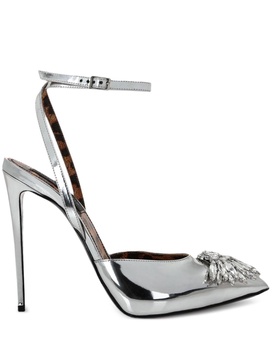 Mirror 100mm crystal-embellished pumps