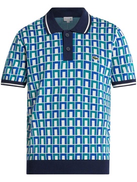 geometric-pattern print polo shirt 