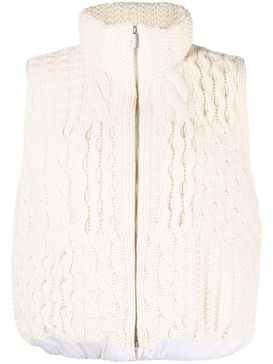 knit-panel padded vest