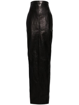 Black Dirt Pillar Leather Maxi Skirt