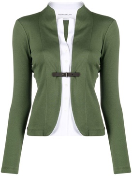 buckle-fastened cotton-blend jacket