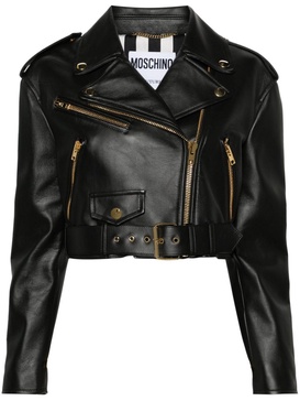 cropped leather biker jacket