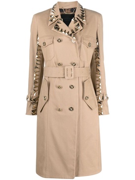 studded belted trench coat