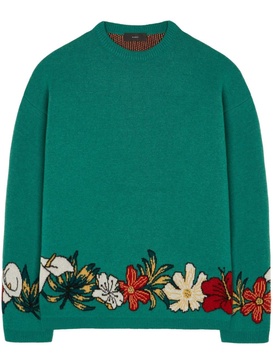 floral intarsia-knit cashmere  jumper