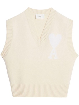 logo-intarsia knitted vest