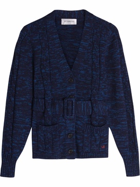 belted cable knit cardigan