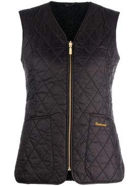 logo-embroidered quilted reversible gilet