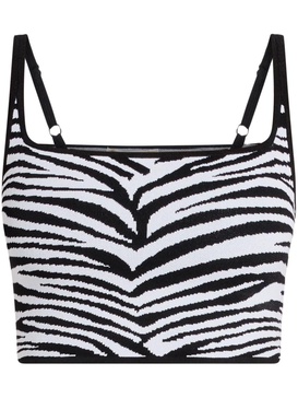 cropped zebra-intarsia tank top