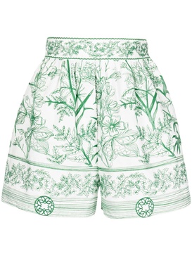 floral-print high-waist shorts