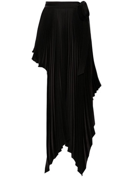 Sliced pleated wrap skirt