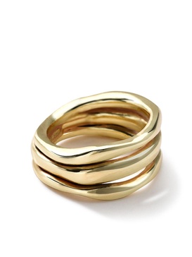 18kt yellow gold Classico smooth Squiggle triple band ring