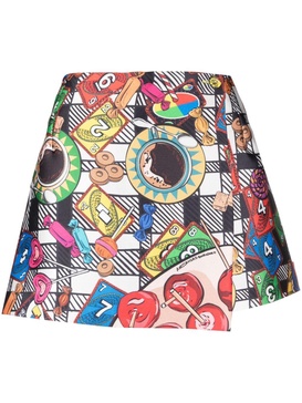 illustration-print wrap skirt