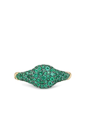 18kt yellow gold Petite Pavé Pinky emerald ring