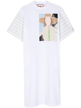 graphic-print midi T-shirt dress