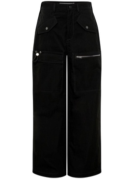 multi-pocket straight-leg trousers