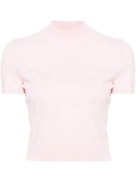 logo-embossed mock-neck knitted top