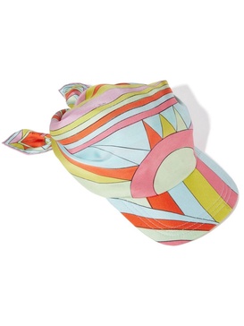 Iride-print silk visor hat