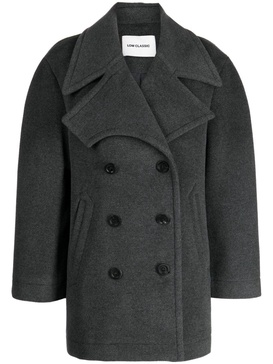 notched-lapels double-breasted coat 