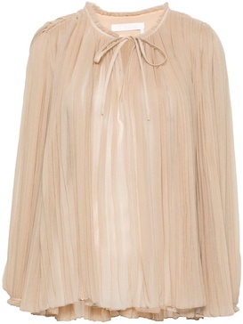 semi-sheer pleated blouse