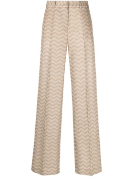 zigzag-woven straight-leg trousers