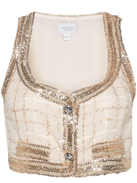 sequin-embellished cropped top