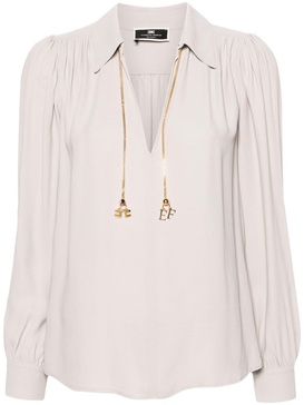 chain-detail georgette blouse