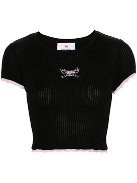 Punk logo-print ribbed top