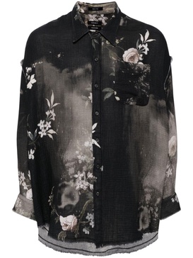 Shredded Seam floral print shirt 