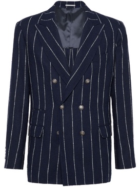 striped double-breasted blazer