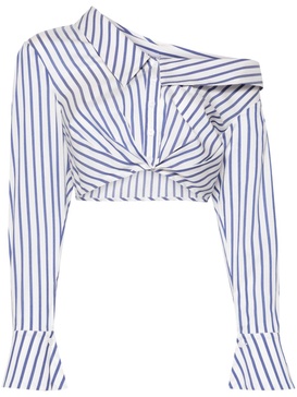 striped off-shoulder shirt