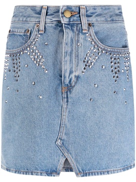 rhinestone-embellished denim skirt