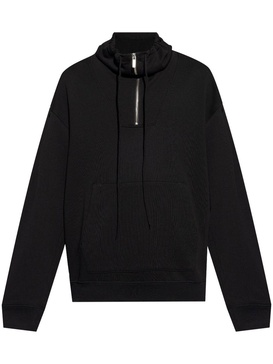 drawstring stand-up collar sweatshirt