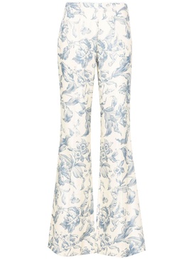 floral-print flared trousers