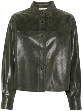 lizard-skin effect leather shirt